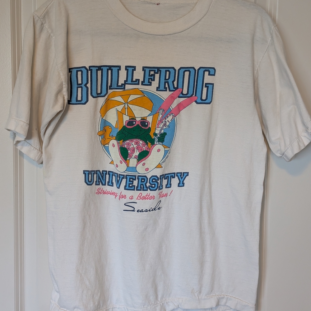 VTG 90s Seaside Oregon Souvenir T-Shirt Frog University Medium